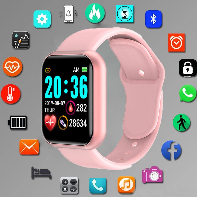 Y68 Smart Watch para homens e mulheres. Pulseira fitness, rastreador, medidor de caloria, bluetooth. Relógio de pulso para android e ios d20